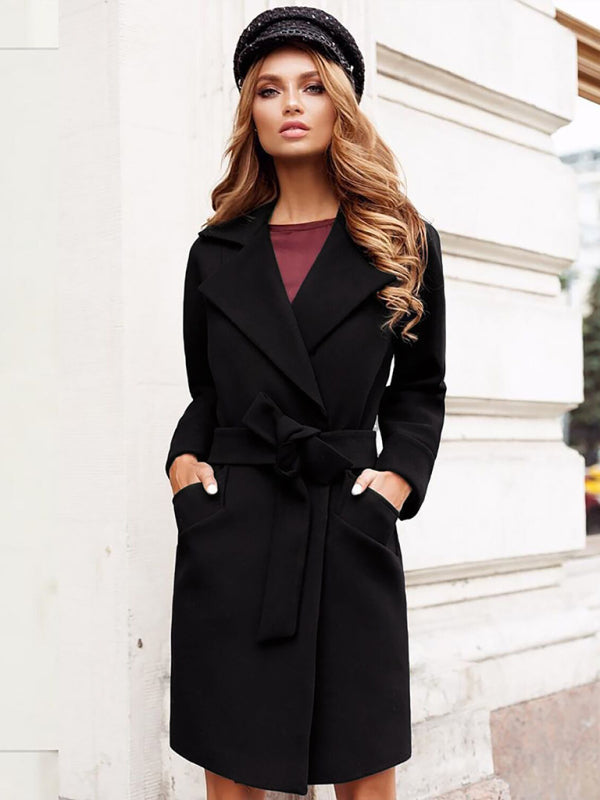 Blue Zone Planet | Women'S Slim-Fitting Belt Lapel Tweed Coat BLUE ZONE PLANET