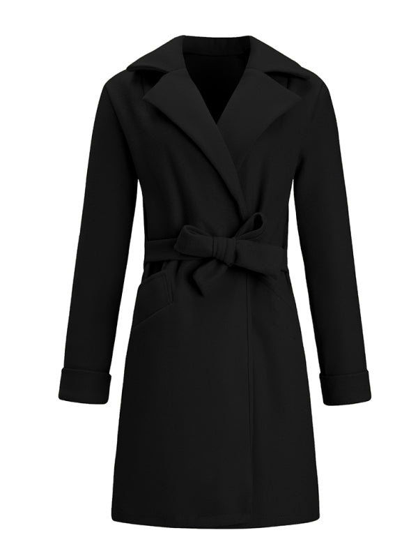 Blue Zone Planet | Women'S Slim-Fitting Belt Lapel Tweed Coat BLUE ZONE PLANET