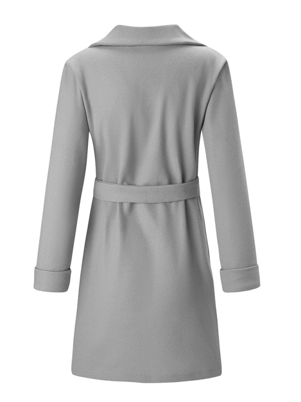 Blue Zone Planet | Women'S Slim-Fitting Belt Lapel Tweed Coat BLUE ZONE PLANET
