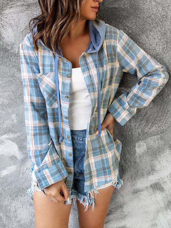 Blue Zone Planet | Women's Hoodie Button-Down Casual Shirt Jacket BLUE ZONE PLANET