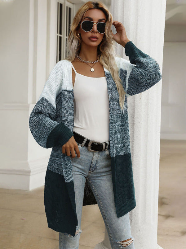 Blue Zone Planet | Black And White Contrast Sweater Cardigan BLUE ZONE PLANET