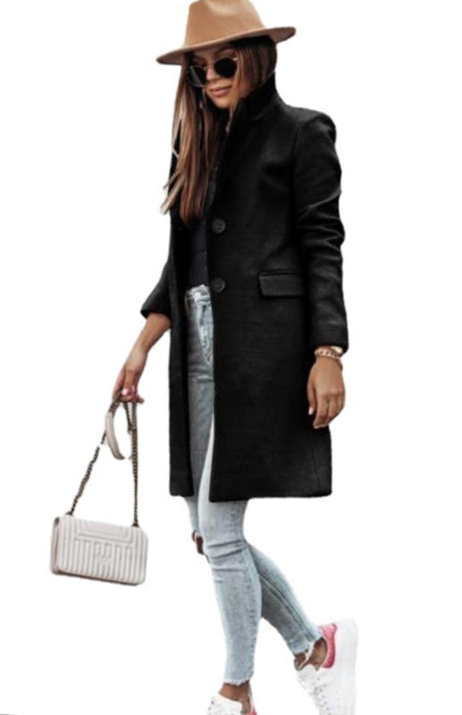 Blue Zone Planet | Autumn And Winter Leisure Long Sleeved Tweed Coat BLUE ZONE PLANET