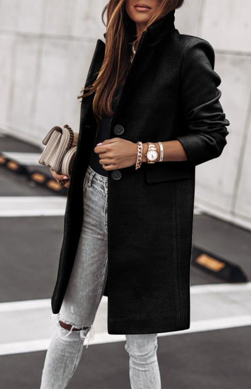 Blue Zone Planet | Autumn And Winter Leisure Long Sleeved Tweed Coat BLUE ZONE PLANET