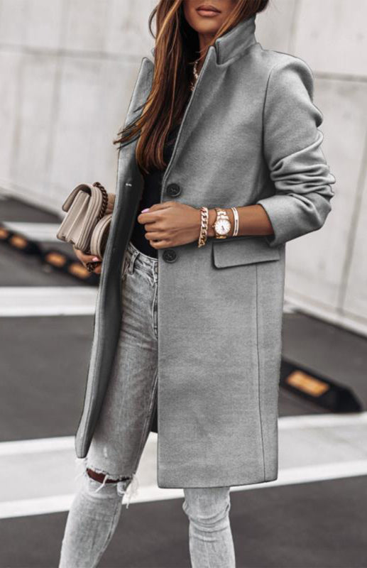 Blue Zone Planet | Autumn And Winter Leisure Long Sleeved Tweed Coat BLUE ZONE PLANET