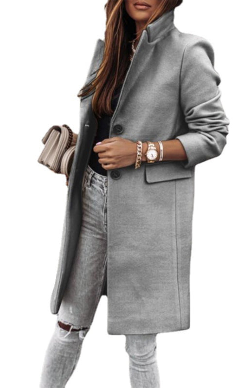 Blue Zone Planet | Autumn And Winter Leisure Long Sleeved Tweed Coat BLUE ZONE PLANET