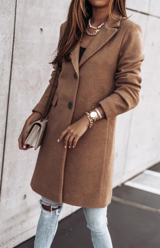 Blue Zone Planet | Autumn And Winter Leisure Long Sleeved Tweed Coat BLUE ZONE PLANET