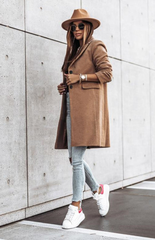 Blue Zone Planet | Autumn And Winter Leisure Long Sleeved Tweed Coat BLUE ZONE PLANET