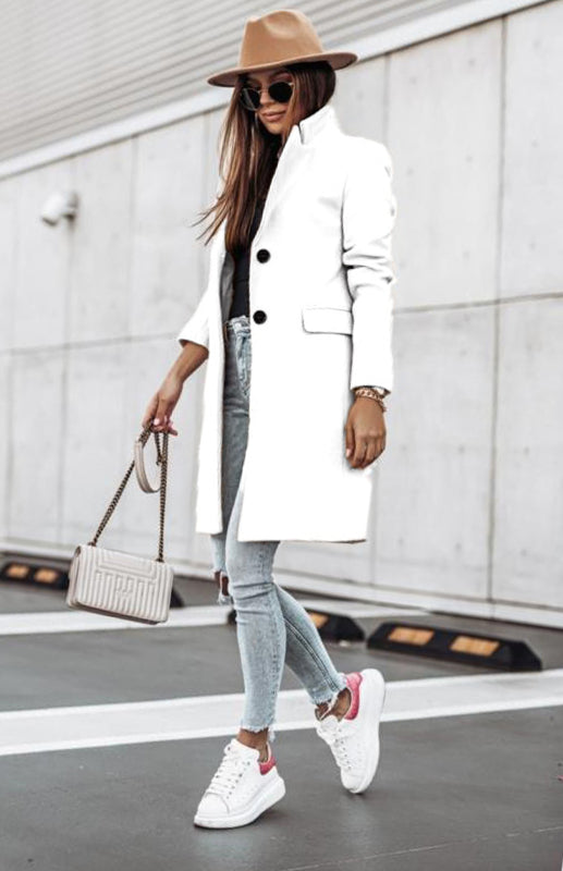 Blue Zone Planet | Autumn And Winter Leisure Long Sleeved Tweed Coat BLUE ZONE PLANET