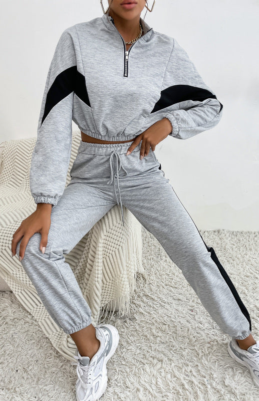 Blue Zone Planet | Ladies Stitching Short Sweater Suit BLUE ZONE PLANET