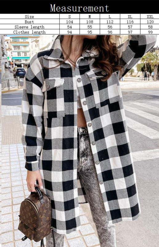 Blue Zone Planet | Women'S Long Plaid Shirt, Large Coat BLUE ZONE PLANET