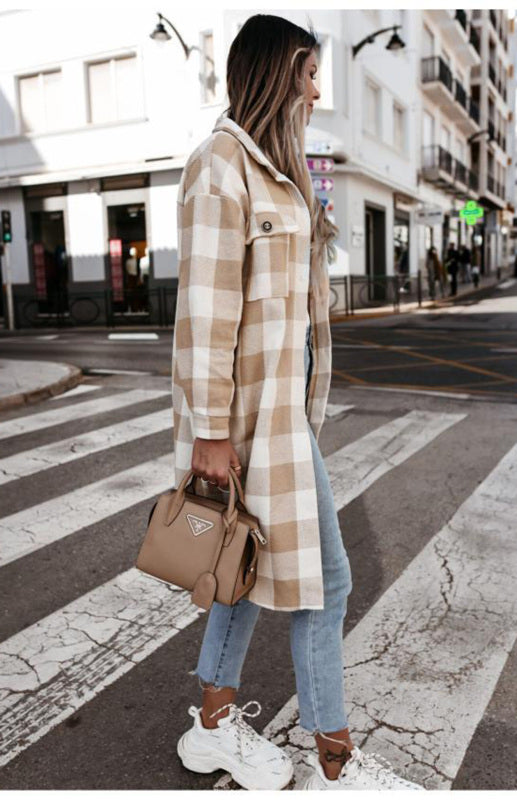 Blue Zone Planet | Women'S Long Plaid Shirt, Large Coat BLUE ZONE PLANET