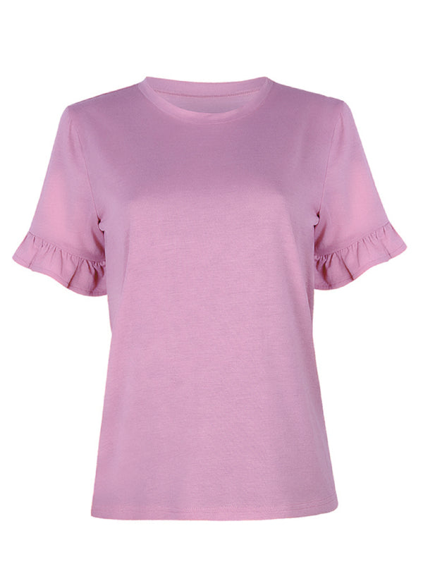 Blue Zone Planet |  Solid Short Sleeve Crew Neck T-Shirt Top BLUE ZONE PLANET