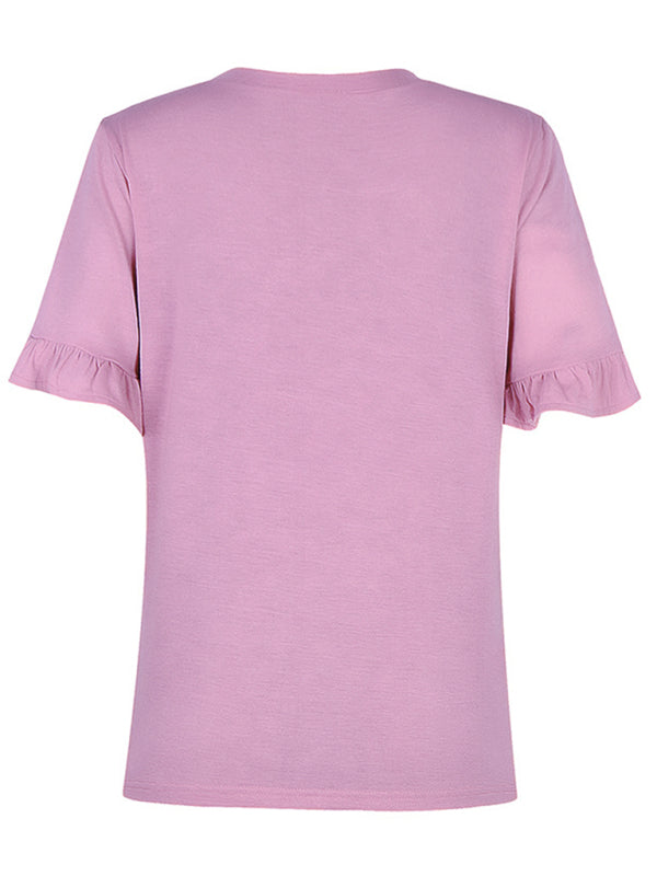 Blue Zone Planet |  Solid Short Sleeve Crew Neck T-Shirt Top BLUE ZONE PLANET