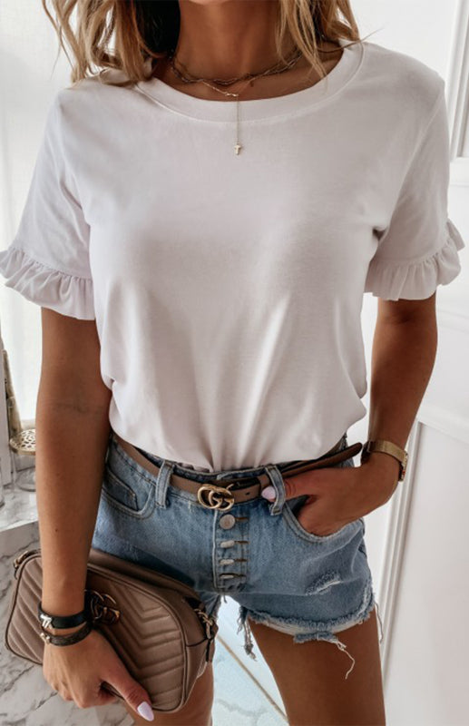 Blue Zone Planet |  Solid Short Sleeve Crew Neck T-Shirt Top BLUE ZONE PLANET