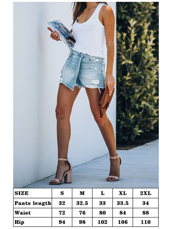 Blue Zone Planet | Broken Denim Shorts Skirt BLUE ZONE PLANET