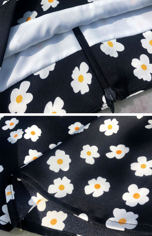 Blue Zone Planet | Laura's High Waist Satin Floral Print Short Mini Skirt BLUE ZONE PLANET