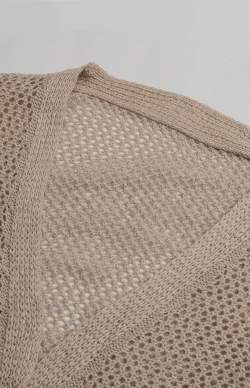 Blue Zone Planet |  Ladies Colorblock Loose Cutout Sweater Jacket BLUE ZONE PLANET