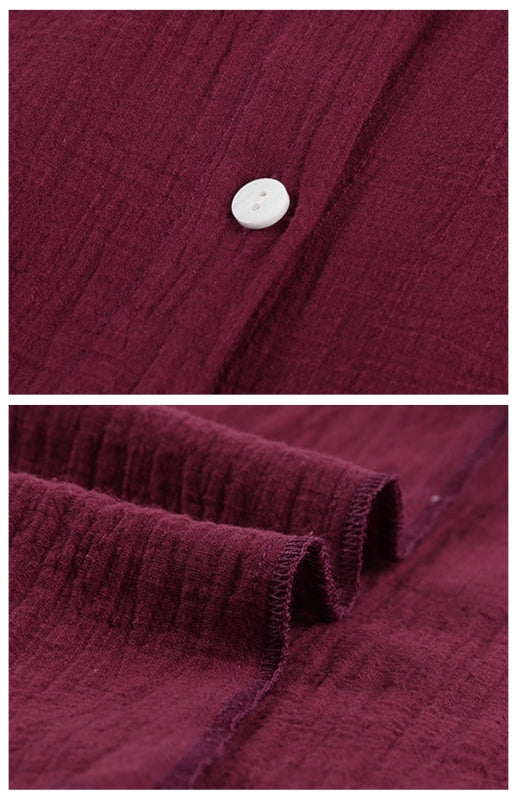Blue Zone Planet | Linen Lapel Button Raglan Short Sleeve Shirt Curved Slit Hem Blouse BLUE ZONE PLANET