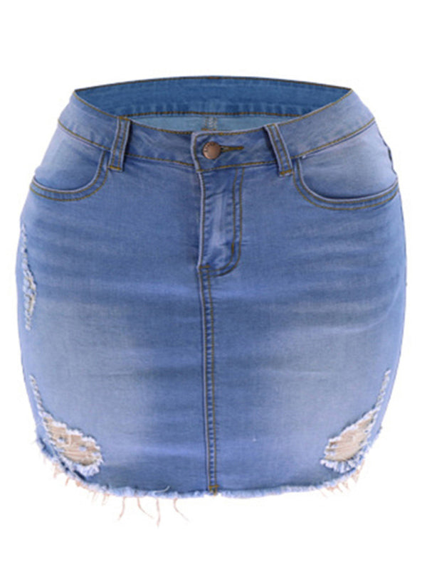 Blue Zone Planet |  ripped loose and slim denim skirt BLUE ZONE PLANET
