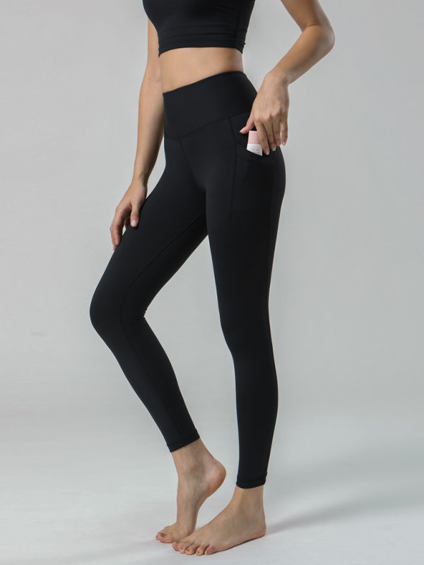 Blue Zone Planet | Double Sided Brushed Yoga Ninth Pants High Waist Pocket Sports Yoga Pants Women BLUE ZONE PLANET
