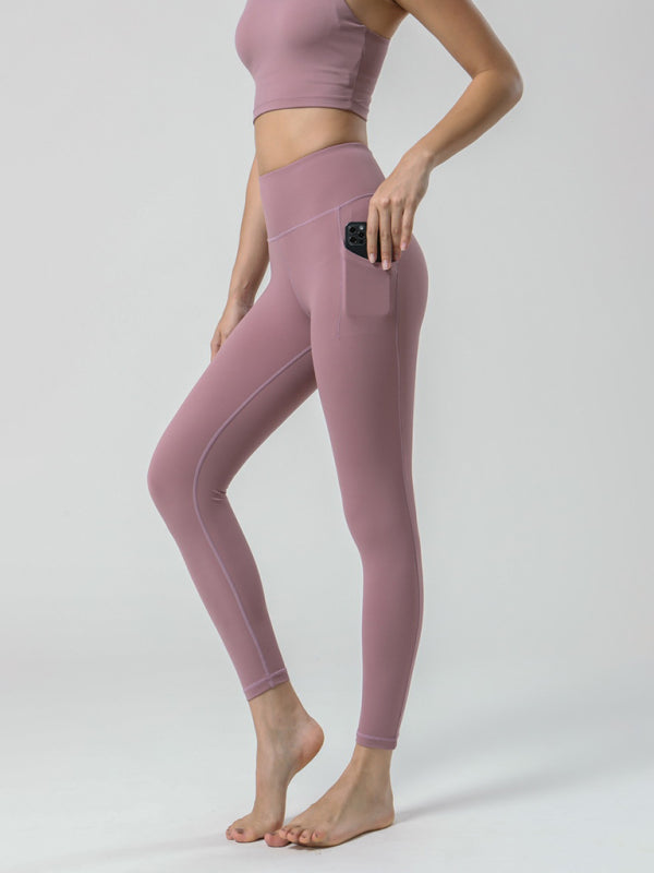 Blue Zone Planet | Double Sided Brushed Yoga Ninth Pants High Waist Pocket Sports Yoga Pants Women BLUE ZONE PLANET