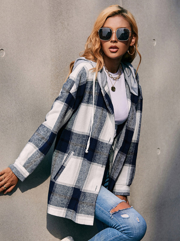 Blue Zone Planet | Hooded Loose Shirt Jacket BLUE ZONE PLANET