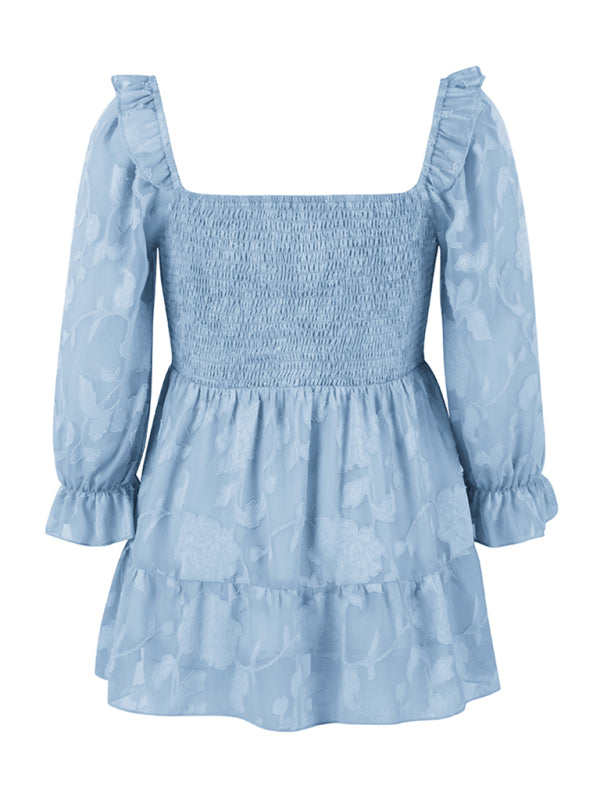Blue Zone Planet | versatile French Square Neck Shirt Top BLUE ZONE PLANET