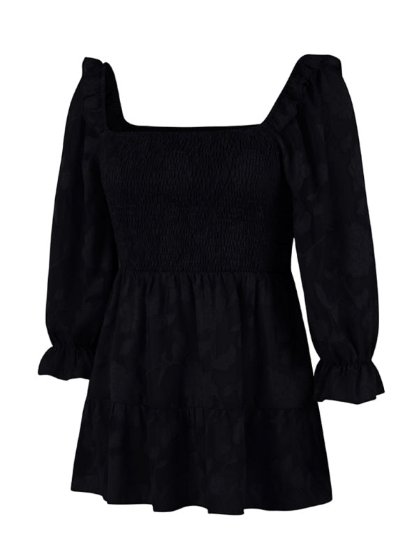 Blue Zone Planet | versatile French Square Neck Shirt Top BLUE ZONE PLANET