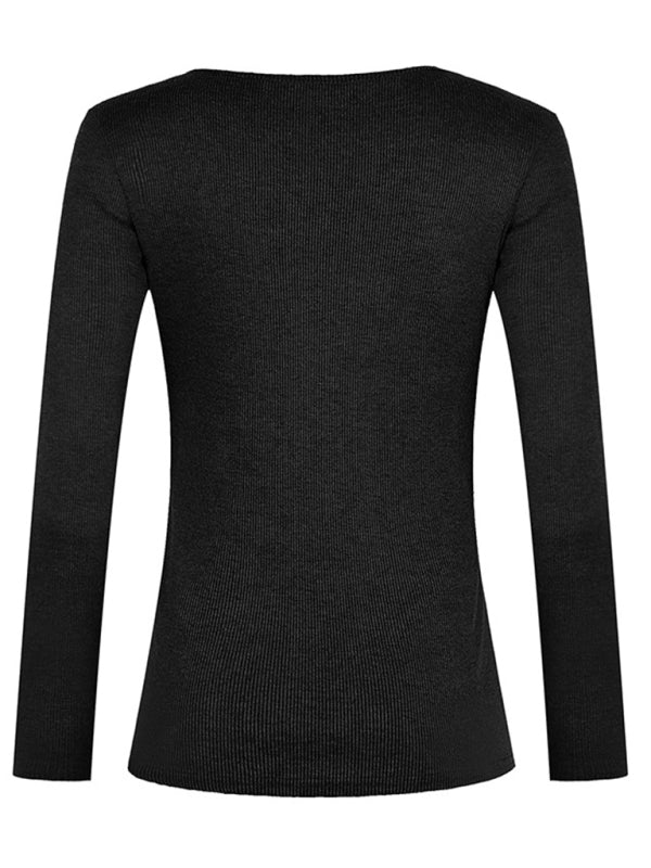 Blue Zone Planet | Solid Color Long Sleeve Button Knit Top BLUE ZONE PLANET
