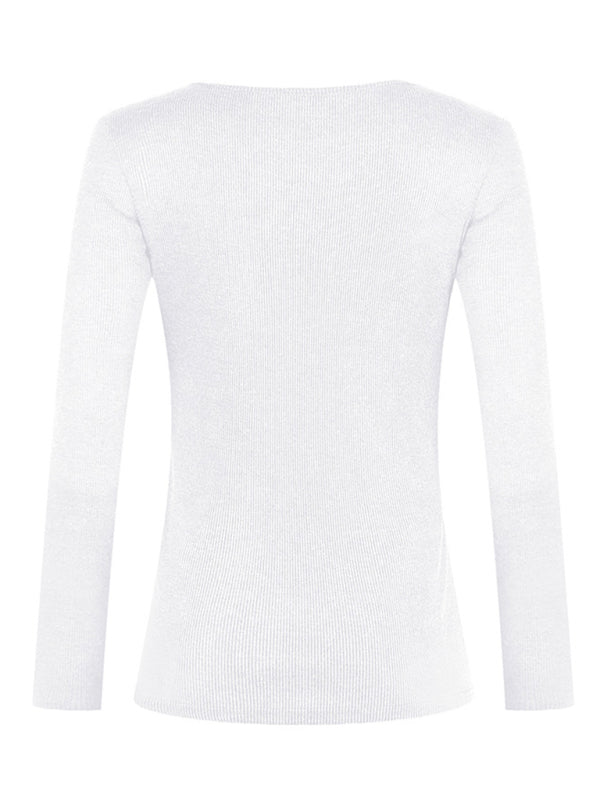 Blue Zone Planet | Solid Color Long Sleeve Button Knit Top BLUE ZONE PLANET