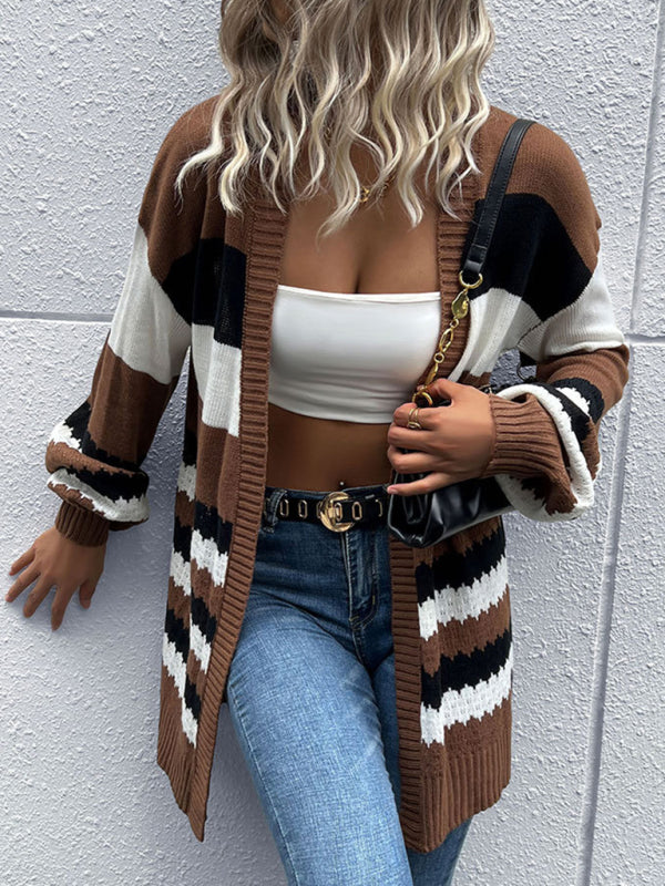 Blue Zone Planet | coat color block long sleeve sweater cardigan kakaclo