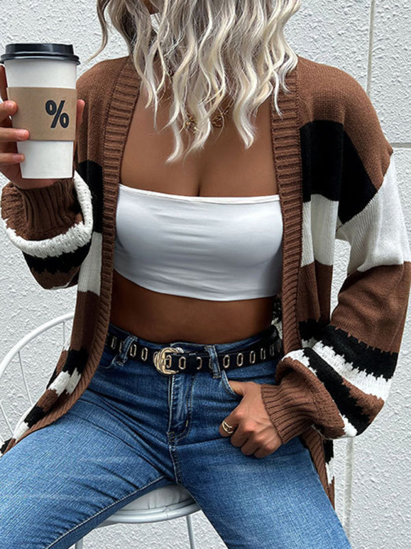 Blue Zone Planet | coat color block long sleeve sweater cardigan kakaclo
