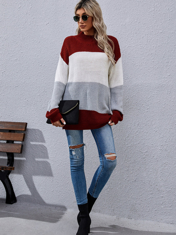 Blue Zone Planet | Long Sleeve Colorblock Midi Sweater BLUE ZONE PLANET