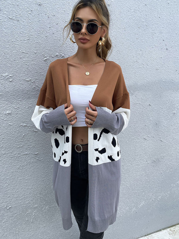 leopard-print cardigan knitted sweater coat BLUE ZONE PLANET
