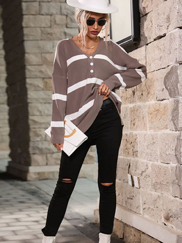 Blue Zone Planet | Long Sleeve Leopard Print Contrast Sweater BLUE ZONE PLANET
