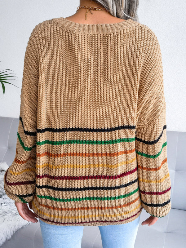 Rainbow Stripe loose sweater BLUE ZONE PLANET