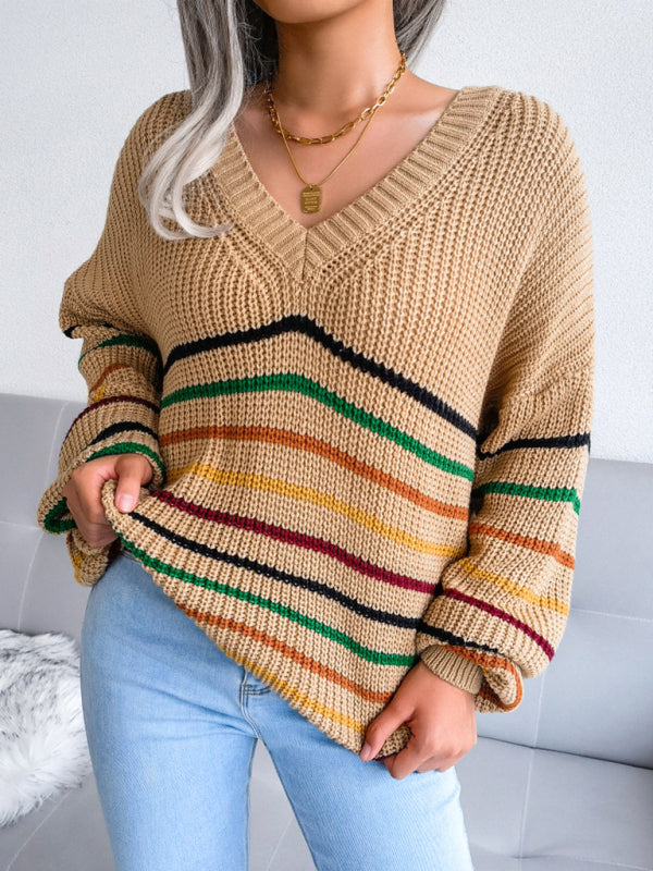 Rainbow Stripe loose sweater BLUE ZONE PLANET