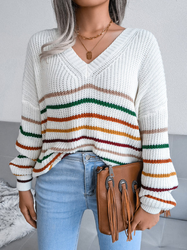 Rainbow Stripe loose sweater BLUE ZONE PLANET