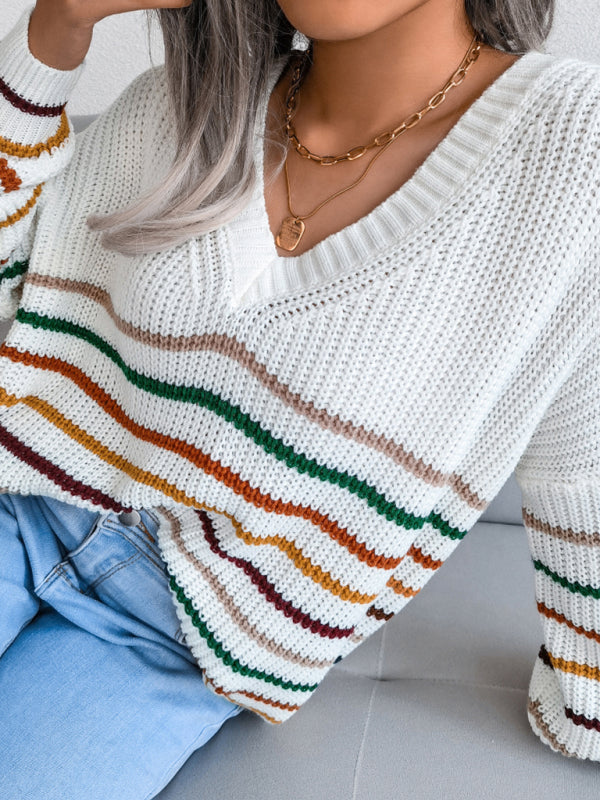 Rainbow Stripe loose sweater BLUE ZONE PLANET