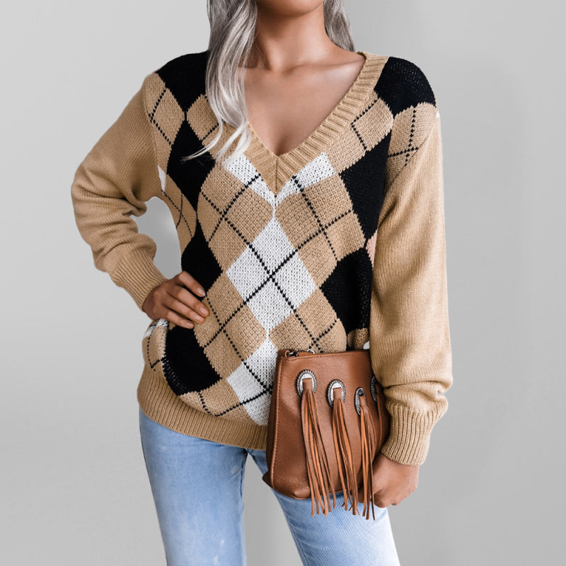 Blue Zone Planet | diamond leisure long sleeve sweater BLUE ZONE PLANET