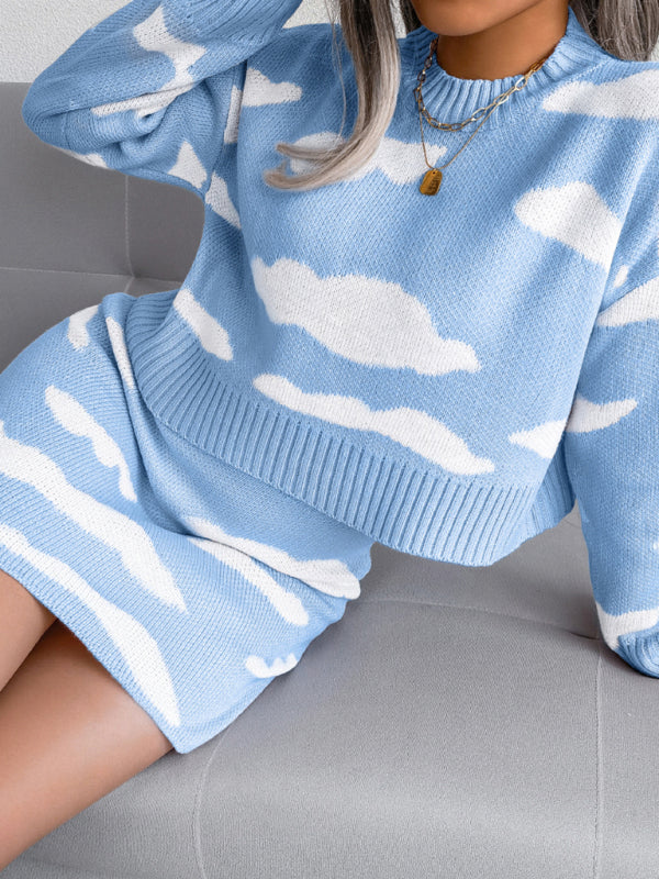 Blue Zone Planet | Baiyun knitted sweater, buttock wrapped skirt, two-piece set BLUE ZONE PLANET