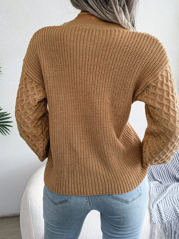 Blue Zone Planet | leisure lantern long sleeve knitted sweater BLUE ZONE PLANET