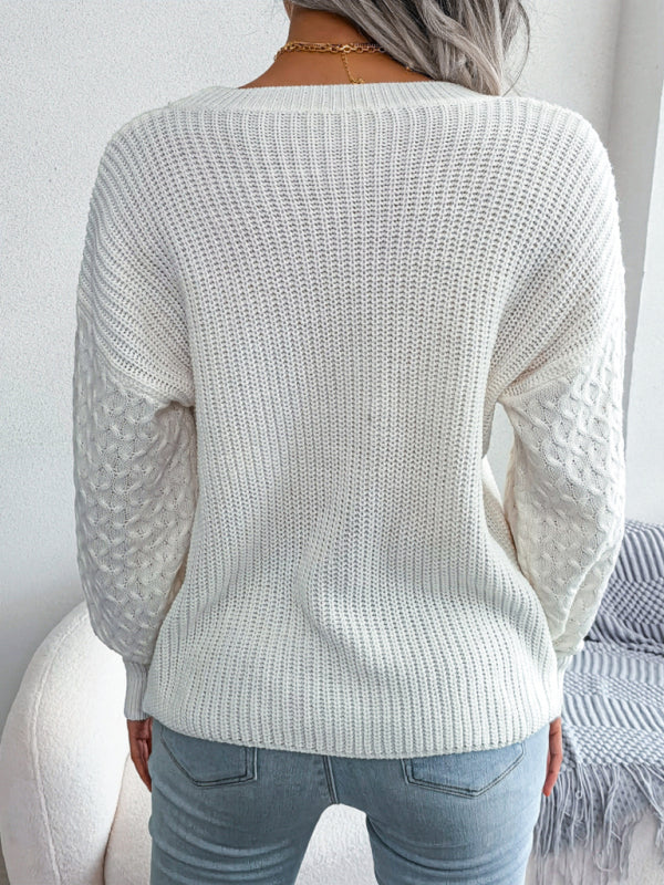 Blue Zone Planet | leisure lantern long sleeve knitted sweater BLUE ZONE PLANET