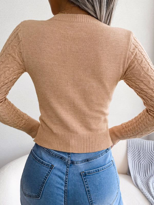 Blue Zone Planet | hollow fried dough twist long sleeve sweater BLUE ZONE PLANET