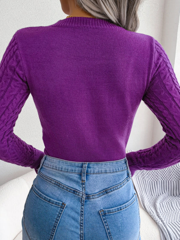 Blue Zone Planet | hollow fried dough twist long sleeve sweater BLUE ZONE PLANET