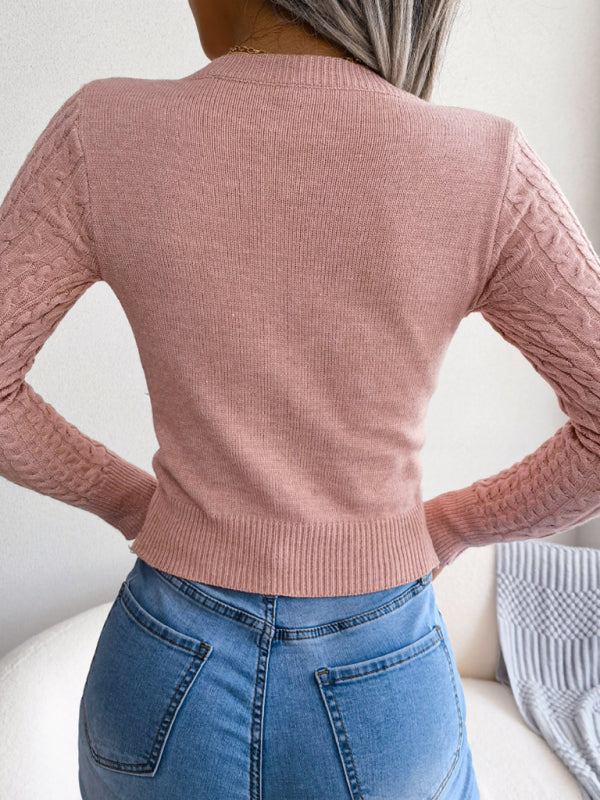 Blue Zone Planet | hollow fried dough twist long sleeve sweater BLUE ZONE PLANET