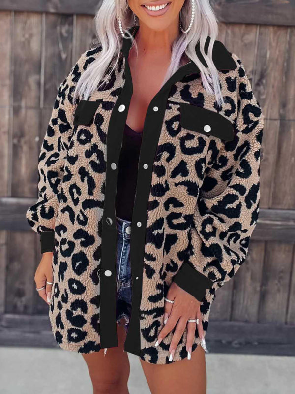 Blue Zone Planet | furry clothes plush jacket women leopard print furry jacket BLUE ZONE PLANET