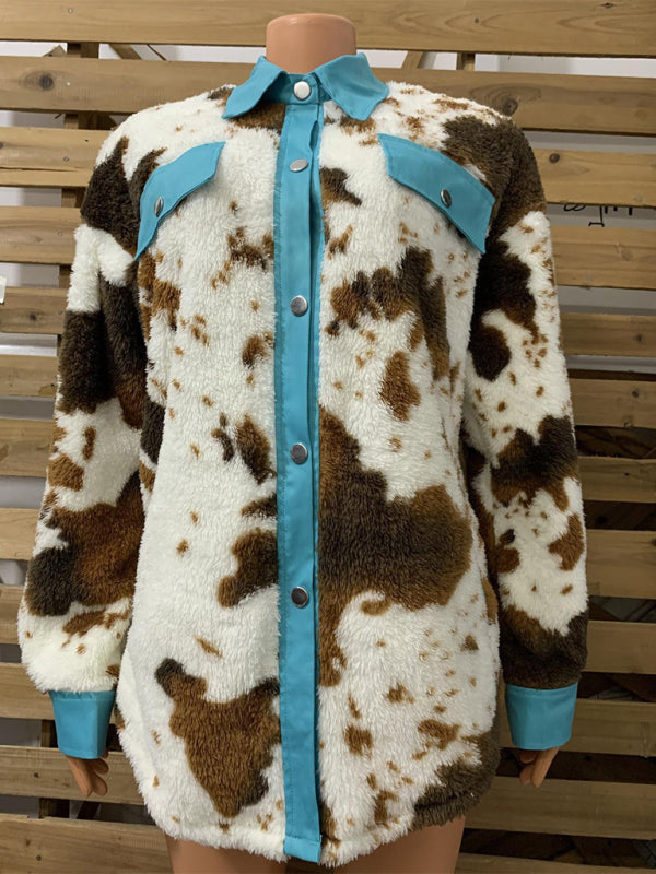 Blue Zone Planet | furry clothes plush jacket women leopard print furry jacket BLUE ZONE PLANET