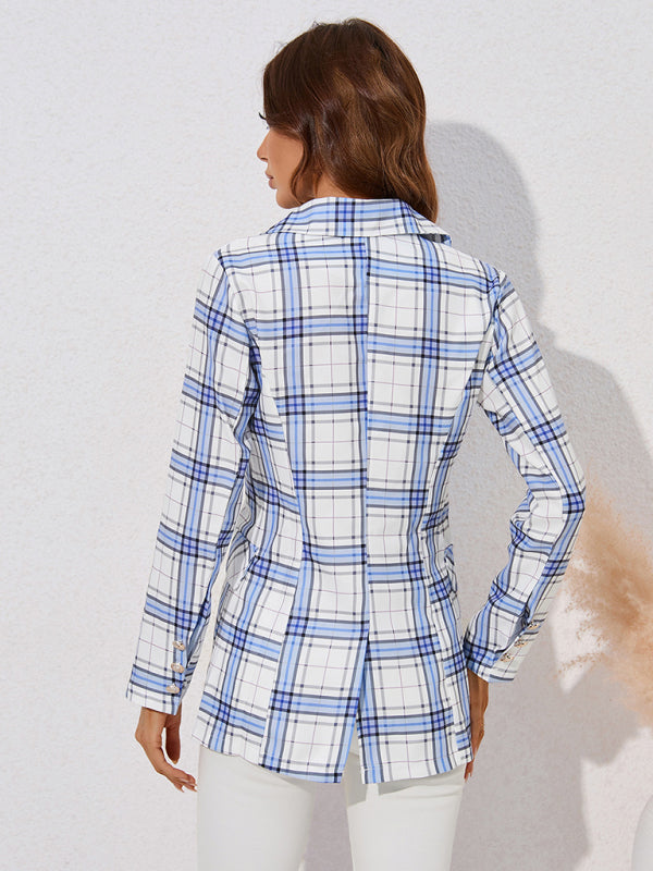 Blue Zone Planet | plaid print lapel blazer BLUE ZONE PLANET