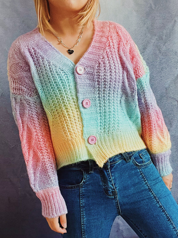 Blue Zone Planet | Ombre Single-Breasted Drop-Sleeve Sleeve Sweater Cardigan BLUE ZONE PLANET